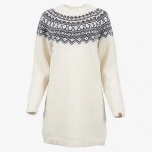 Icewear Cream and Gray Patterned Sweater Dress